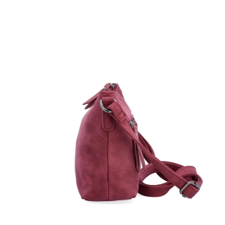 Malá elegantní crossbody kabelka Tangerin materiál syntetická kůže zapínání na zip barva vínová velikost malá 1109 BO Z boku