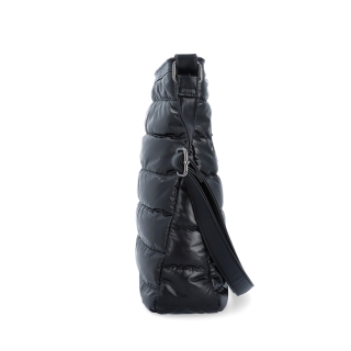 Moderní dámská kabelka z nadýchaného nylonu Carmelo materiál nylon zapínání na zip barva černá velikost střední 4382 C Z boku