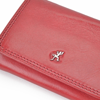 Praktická kožená peněženka Cosset materiál kůže zapínání na cvoček barva červená velikost malá 4509 Komodo CV Logo