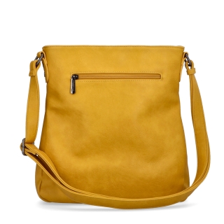 Crossbody kabelka s jednoduchým prošíváním Tangerin materiál syntetická kůže zapínání na zip barva žlutá velikost střední 8003 ZLU Zezadu