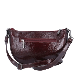 Stylová crossbody kabelka s odnímatelným ozdobným řetízkem Le Sands materiál syntetická kůže zapínání na zip barva vínová velikost malá 4639 BO Zezadu