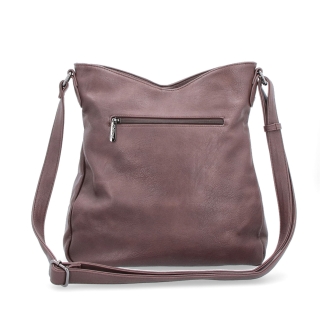 Asymetrická crossbody kabelka s prošíváním Tangerin materiál syntetická kůže zapínání na zip barva hnědá velikost střední 8023 TH Zezadu