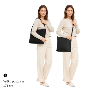 Univerzální kabelka se dvěma popruhy Le Sands materiál syntetická kůže zapínání na zip barva černá velikost střední 4650 C Na postavě