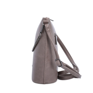Elegantní crossbody kabelka s řetízkem Le Sands materiál syntetická kůže zapínání na zip barva taupe velikost malá 7722 T Z boku