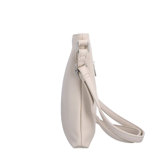 Crossbody kabelka na zip Carmelo materiál syntetická kůže zapínání na zip barva béžová velikost malá 4324 BE Z boku