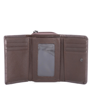 Elegantní lakovaná kožená peněženka Carmelo materiál kůže zapínání na zip barva taupe velikost malá 2105 L T Otevřený
