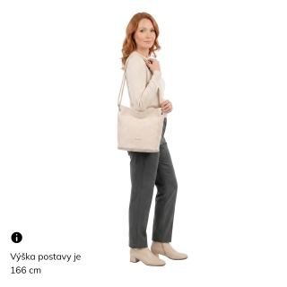 Městská crossbody kabelka s hebkým povrchem a děleným vnitřkem Tangerin materiál syntetická kůže zapínání na zip barva béžová velikost střední 7015 SAN Na postavě