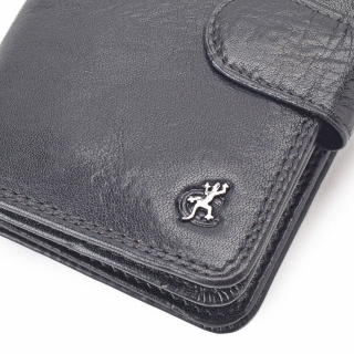 Kožená peněženka na výšku Cosset materiál kůže zapínání na cvoček barva černá velikost střední 4494 Komodo C Logo