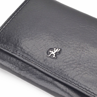Praktická kožená peněženka Cosset materiál kůže zapínání na cvoček barva černá velikost střední 4499 Komodo C Logo
