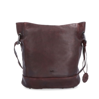 Kožená crossbody kabelka s designovým prošitím Noelia Bolger materiál kůže zapínání na zip barva vínová velikost střední NB 2089 BO Zepředu