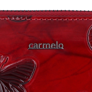 Větší peněženka z lakované kůže Carmelo materiál kůže zapínání na zip barva červená velikost velká 2111 M CV Logo