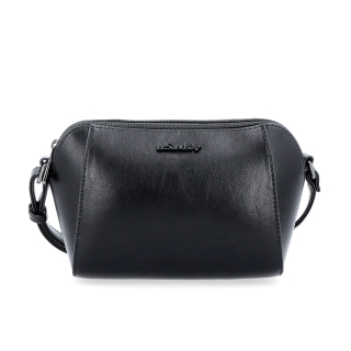 Menší crossbody kabelka se dvěma kapsami LeSands materiál syntetická kůže zapínání na zip barva černá velikost malá 7716 C Zepředu