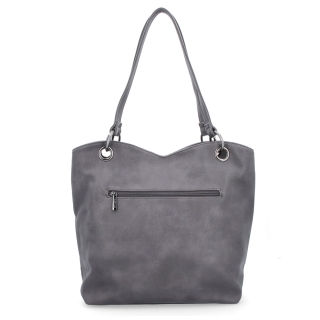 Velká shopper kabelka přes rameno Tangerin materiál syntetická kůže zapínání na zip barva šedá velikost velká 8025 TS Zezadu