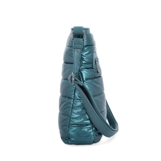 Moderní dámská kabelka z nadýchaného nylonu Carmelo materiál nylon zapínání na zip barva zelená velikost střední 4382 PE Z boku