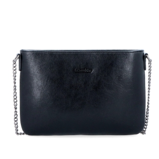 Elegantní crossbody kabelka s řetízkem LeSands materiál syntetická kůže zapínání na zip barva černá velikost malá 7707 C Zepředu