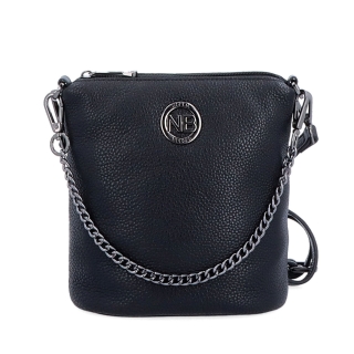 Malá kožená crossbody kabelka s výrazným řetízkem Noelia Bolger materiál kůže zapínání na zip barva černá velikost malá NB 3016 C Zepředu