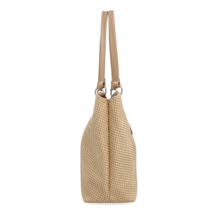 Praktická shopper kabelka s členěným interiérem LeSands materiál syntetická kůže zapínání na zip barva béžová velikost velká 4619 BE Z boku