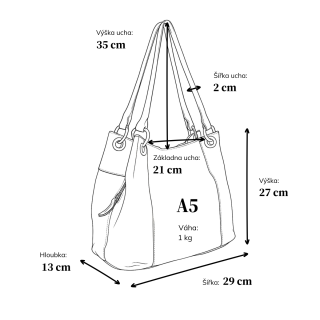 Kožená kabelka přes rameno Noelia Bolger materiál kůže zapínání na zip barva černá velikost střední NB 3000 C Rozměry