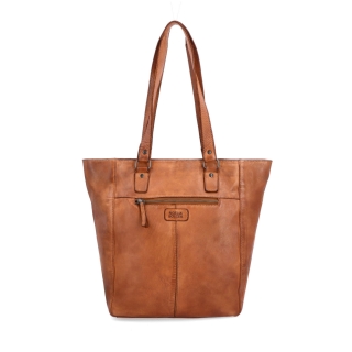 Prémiová kožená shopper kabelka přes rameno Noelia Bolger materiál kůže zapínání na zip barva koňaková velikost velká NB 2021 KO Zezadu