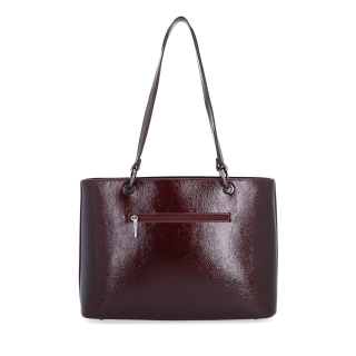 Stylová shopper kabelka přes rameno Le Sands materiál syntetická kůže zapínání na zip barva vínová velikost velká 4641 BO Zezadu