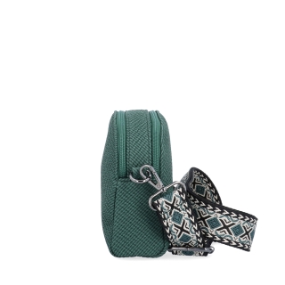 Stylová crossbody kabelka s texturovaným povrchem Tangerin materiál syntetická kůže zapínání na zip barva zelená velikost malá 4365 ZE Z boku