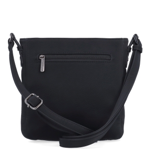 Praktická crossbody kabelka s přední kapsou Le Sands materiál syntetická kůže zapínání na zip barva černá velikost střední 4653 C Zezadu