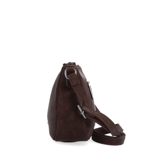 Elegantní malá crossbody kabelka Carmelo materiál syntetická kůže zapínání na zip barva hnědá velikost malá 4666 H Z boku