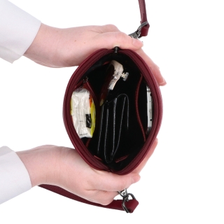 Malá kožená crossbody kabelka Noelia Bolger materiál kůže zapínání na zip barva červená velikost malá NB 3017 CV Vnitřek