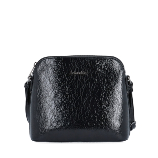 Designová crossbody vintage kabelka se strukturovaným vzorem Le Sands materiál syntetická kůže zapínání na zip barva černá velikost malá 4371 C Zepředu