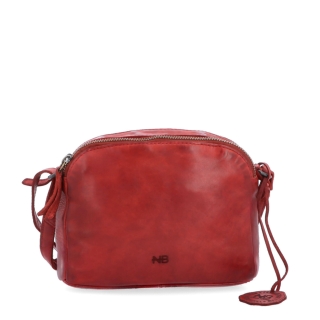 Kvalitní kožená crossbody kabelka Noelia Bolger materiál kůže zapínání na zip barva červená velikost malá NB 2408 CV Zepředu