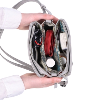Praktická crossbody kabelka s členěným vnitřkem Tangerin materiál syntetická kůže zapínání na zip barva šedá velikost malá 1117 SS Vnitřek