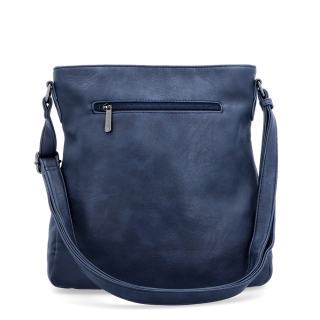 Crossbody kabelka s jednoduchým prošíváním Tangerin materiál syntetická kůže zapínání na zip barva modrá velikost střední 8003 TM Zezadu