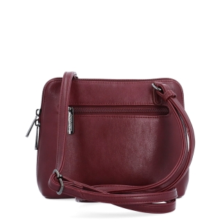 Praktická crossbody kabelka s děleným vnitřkem Le Sands materiál syntetická kůže zapínání na zip barva vínová velikost malá 7723 BO Zezadu