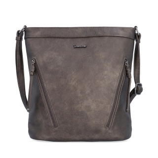 Crossbody kabelka s ozdobnými zipy Tangerin materiál syntetická kůže zapínání na zip barva šedá velikost střední 8050 ANT Zepředu