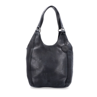 Elegantní kožená shopper kabelka s prošitím Noelia Bolger materiál kůže zapínání na zip barva černá velikost střední NB 2044 C Zepředu
