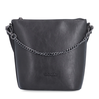 Elegantní crossbody kabelka s řetízkem Le Sands materiál syntetická kůže zapínání na zip barva šedá velikost malá 7722 TS Zepředu