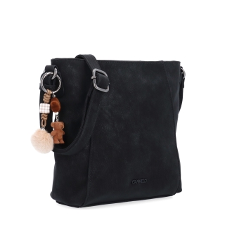 Stylová crossbody kabelka s odepínacím přívěskem Carmelo materiál syntetická kůže zapínání na zip barva černá velikost malá 4662 C