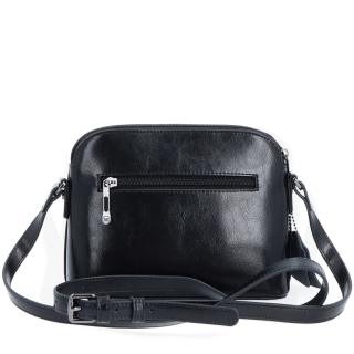 Luxusní malá kožená crossbody kabelka Noelia Bolger materiál kůže zapínání na zip barva černá velikost malá NB 0080 C Zezadu