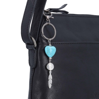 Kožená crossbody kabelka s kapsou a přívěskem Noelia Bolger materiál kůže zapínání na zip barva černá velikost malá NB 3105 C Detail
