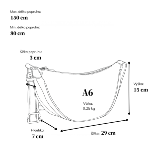 Malá nylonová kabelky typu moonbag Carmelo materiál nylon zapínání na zip barva červená velikost malá 6609 CV Rozměry