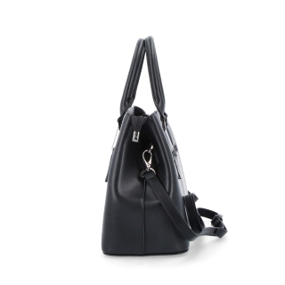 Elegantní kožená kabelka Noelia Bolger materiál kůže zapínání na zip barva černá velikost střední NB 0053 C Z boku