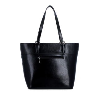 Kožená shopper kabelka Noelia Bolger materiál kůže barva černá velikost velká NB 0076 C Zezadu