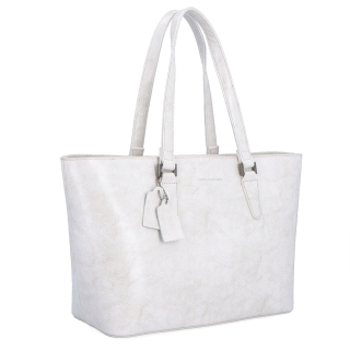 Shopper kabelka přes rameno Noelia Bolger materiál kůže zapínání na zip barva bílá velikost velká NB 0047 OW
