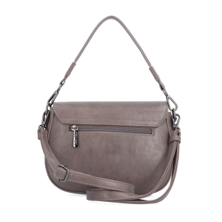 Stylová crossbody kabelka s klopou Le Sands materiál syntetická kůže zapínání s klopou barva taupe velikost malá 7730 T Zezadu