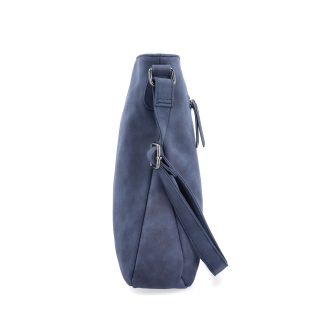 Stylová crossbody kabelka s čistým designem Tangerin materiál syntetická kůže zapínání na zip barva modrá velikost střední 1101 TM Z boku