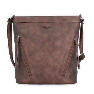 Crossbody kabelka s ozdobnými zipy Tangerin materiál syntetická kůže zapínání na zip barva metalická velikost střední 8050 BR Zepředu