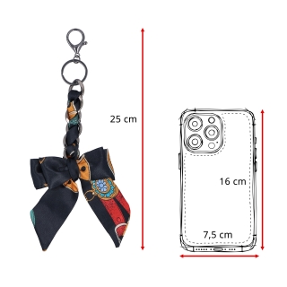Přívěsek na kabelku s mašlí a karabinkou Indee materiál textil barva multicolor D010