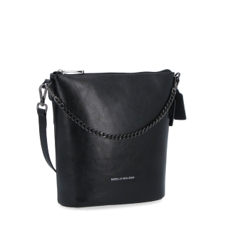 Elegantní kožená crossbody s řetízkem Noelia Bolger materiál kůže zapínání na zip barva černá velikost malá NB 0048 C