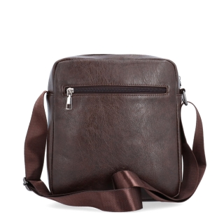Elegantní pánská taška Tangerin materiál syntetická kůže zapínání na zip barva hnědá velikost střední 2319 H Zezadu