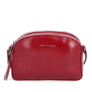 Malá minimalistická kožená crossbody kabelka Noelia Bolger materiál kůže zapínání na zip barva červená velikost malá NB 0106 TCV Zepředu